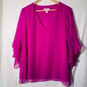 Calvin Klein Magenta V-Neck Blouse